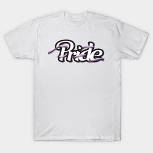 Gender Fluid pride flag colored ribbon wrapped around the letters of the word PRIDE T-Shirt